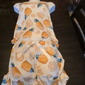 Pineapple Print Pajama Set - Cream and Orange Size Xl
